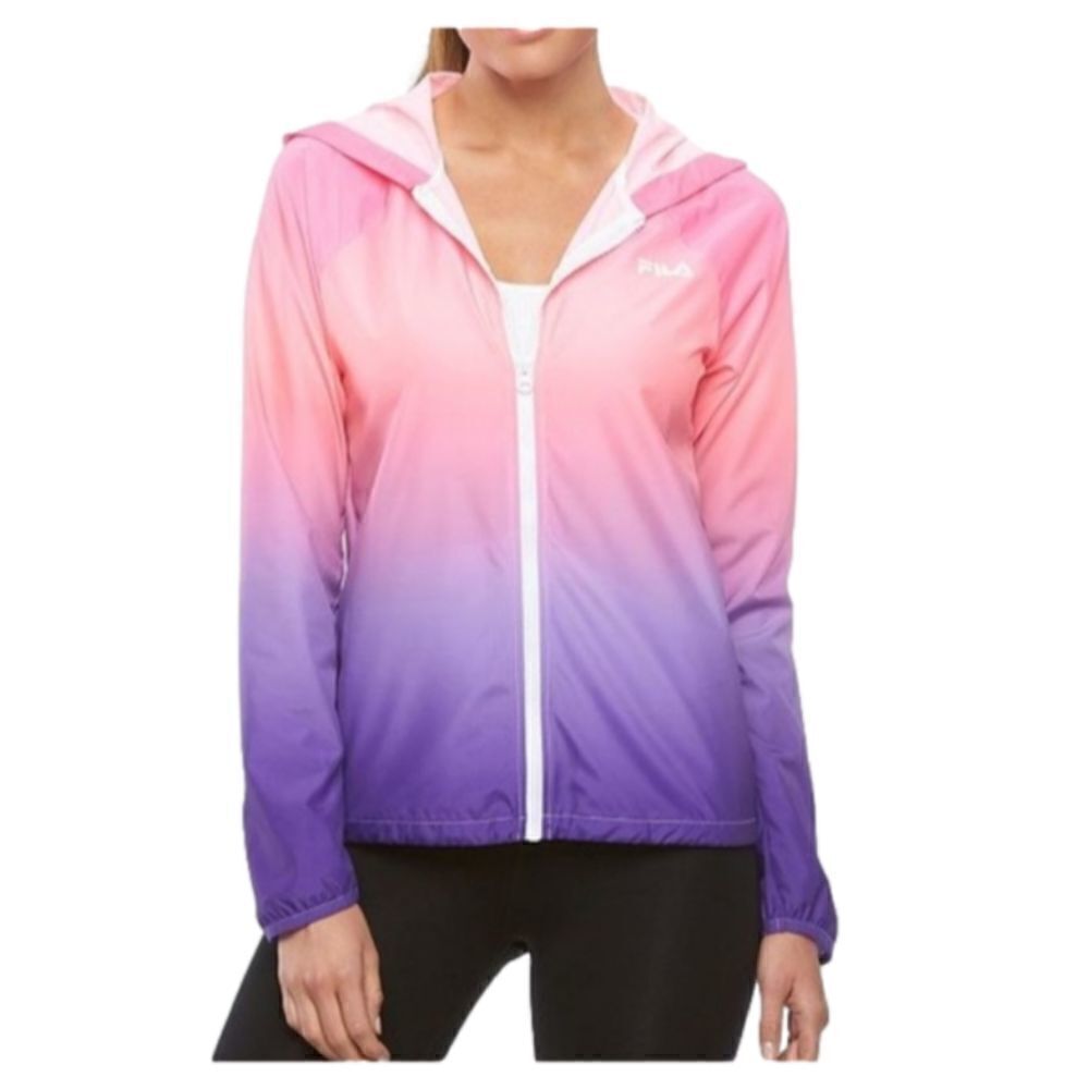 Fila Sport Ombre Hooded Zip-up Windbreaker Coat-Size Medium